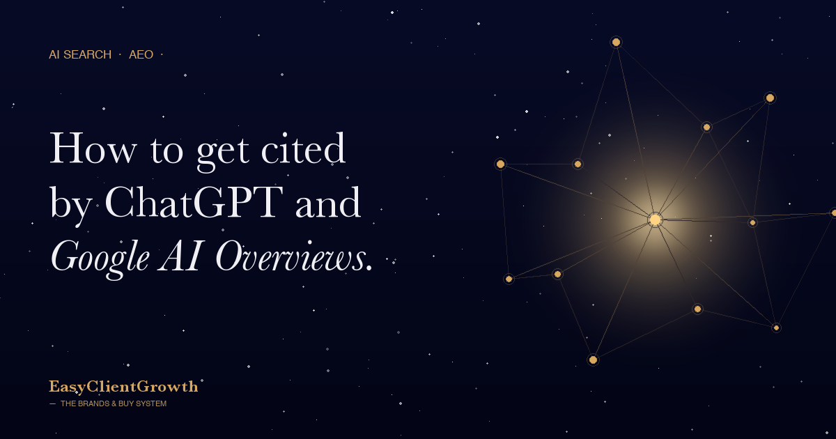 How to get cited by ChatGPT and Google AI Overviews as a coach (2026 AEO playbook)